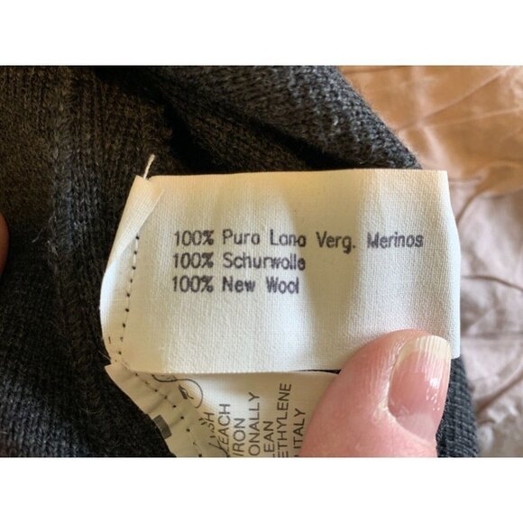 Studio 0001 by Ferre Dark Gray 100% Wool Turtleneck Velvet Trim Sweater 10 - Picture 9 of 12